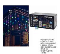 TENDA LUMINOSA LUCI NATALIZIE 160 LED MULTICOLOR 5 MT. CON TELECOMANDO [EEK: A+++]