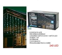 TENDA LUMINOSA LUCI NATALIZIE 240 LED BIANCO FREDDO 4 MT. CON TRASFORMATORE