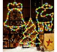 Tenda Luminosa Natale, 3 Pezzi Luci di Natale, Tenda Catene luminose Esterno Interno, 8 Modalità LED Luci Illuminazione Decorativa, Tenda Luci Natalizie a Batteria per Albero di Natale, Finestra