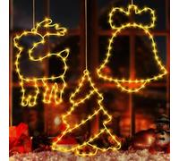 Tenda Luminosa Natale, 3 Pezzi Luci di Tenda Catene luminose Esterno Interno, 8 Modalità LED Luci Illuminazione Decorativa, Tenda Luci Natalizie a Batteria per Albero di Natale, Finestra