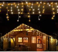 Tenda Luminosa Natale 92 LED da 3MT Prolungabile Esterno Luce Calda + Flash