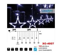TENDA LUMINOSA NATALIZIA 168 LED CON STELLE LUCE BIANCA CAVO TRASPARENTE XC-4007