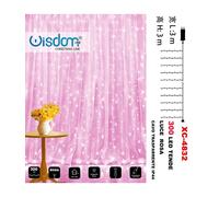 TENDA LUMINOSA NATALIZIA 300LED LUCE ROSA CAVO TRASPARENTE 8 GIOCHI LUCE XC-4832