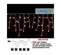 TENDA LUMINOSA NATALIZIA 380 LED LUCE CALDA FISSA + INTERMITTENTE IP44 XC-4119