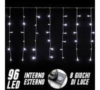 Tenda Luminosa Natalizia 96 LED Luce Bianco Freddo 3 METRI Esterno Luci Cavo 5mt