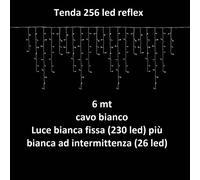 Tenda luminosa 6 metri prolungabile da 256 Led Bianco Freddo fisso e intermittente da esterno Wisdom