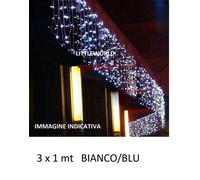 Tenda Luminosa Natalizia NATALE LUCI 3mt x 40 cm Bianco/BLU 200 led