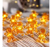 Tenda luminosa natalizia pan di zenzero 2m 20 luci LED fatate per decorazioni, per esterni e interni, per feste, camera da letto e balcone