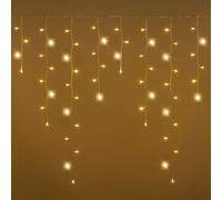Tenda Luminosa Natalizia professionale 3 metri Stalattiti con 92 LED con Flash caldo per Interno ed Esterno IP67 prolungabile (Luce calda con flash caldo)