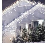 Tenda Luminosa Natalizia Stalattiti a LED 138 Luci Bianco freddo + Flash Bianco Freddo per Interno ed Esterno IP44 (luce fredda + flash bianco, 3 metri)