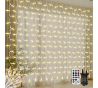 Tenda luminosa per esterni,4 x 2 m 300 LED Tenda Luminosa Natale,IP44,con spina,impermeabile,per Natale,mini catena di luci a pioggia di ghiaccio, per vacanze, matrimoni, bianco caldo