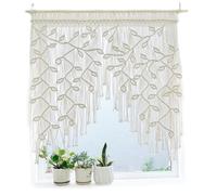 Tenda macrame, tende scorrevoli macrame boho foglie in stile corto in stile country tende da bistrotto appeso a macrame tenda corta tende corta per soggiorno porte balcone