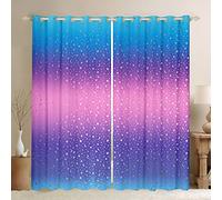 Tenda magica fantasia per camera da letto cielo stellato blu viola rosa sfumato finestra con motivo galassia luna stellare (30%-50%) Trattamenti per finestre con cielo stellato W46 x L54