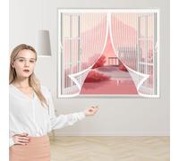 Tenda Magnetica 116 x 111 cm Chiusura Automatica, Rete Fine, Zanzariera con Magneti Facile da Installare con Nastro Adesivo per Balcone Soggiorno Camera da Letto, Bianco