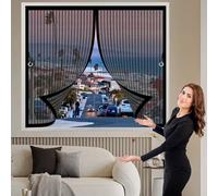 Tenda Magnetica 140 x 85 cm Rete Fine, Anti Zanzare Insetti Tenda con Magneti Facile da Installare con Nastro Adesivo per Porta Finestra Balcone Soggiorno, Nero