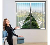 Tenda Magnetica 181 x 145 cm Rete Fine, Anti Zanzare Insetti Tenda Totalmente Magnetica con Nastro Adesivo, Installazione Facile per Balcone Soggiorno Camera da Letto, Bianco