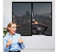 Tenda Magnetica 190 x 59 cm Rete Molto Resistente, Anti-Insetti, Zanzariere Magnetiche Facile da Installare con Nastro Adesivo per Balcone Soggiorno Camera da Letto, Nero