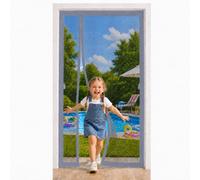 Tenda Magnetica Per Porta Con Apertura Laterale Grigio 158x200cm Bordi Rinforzati E Cuciture Resistenti Per Mantenere La Forma Nel Tempo Telai in Legno PVC E Metallo