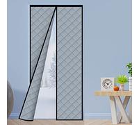 Tenda magnetica per porta con isolamento termico spesso, materiale PU, mani libere, chiusura automatica, resistente, antivento, impermeabile, adatta per porte fino a 86,4 x 203,2 cm, grigio