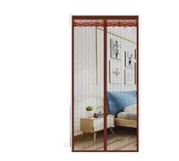 Tenda magnetica per porta, in rete, autoadesiva, con bordi rinforzati, misura regolabile per porte/terrazze, barriera contro gli insetti per animali domestici (caffè)