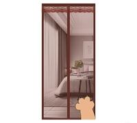 Tenda magnetica per porta in rete diamantata per protezione dal calore, schermo isolante termico con chiusura automatica, resistente al vento, dimensioni 100 x 210 cm (marrone B)