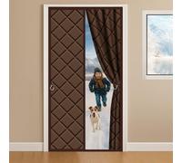 Tenda magnetica termica isolata per porta,150x190cm Tenda Termica Isolante Freddo Imbottitura in Fibra di Poliestere Spessa, Adatta agli Animali, per Balcone,Soggiorno,Marrone