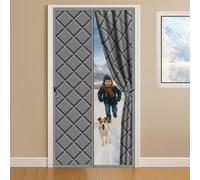 Tenda magnetica termica isolata per porta,150x190cm Tenda Termica Isolante Freddo Imbottitura in Fibra di Poliestere Spessa, Adatta agli Animali, per Balcone,Soggiorno,Grigio