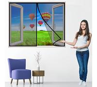 Tenda Magnetica Zanzariera, 105x80 cm Tenda Rete Zanzariera, Chiuso Automaticamente Pieghevole Si Chiude da Sola, per Finestre da Balcone Cantine Terrazze, Nero P