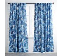 Tenda Maison d'Hermine in 100% cotone, modello Feuillage, colore blu avio, a due pannelli, per soggiorni, camere da letto e uffici, realizzata su