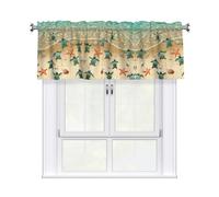 Tenda mantovana con stampa di tartarughe e stelle marine, 137 x 45 cm, semi trasparente, 1 pannello, tende corte per camera da letto, bagno