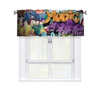 Tenda mantovana con stampa hip hop e graffiti da cucina, 137 x 45 cm, semi trasparente, 1 pannello, tende corte per camera da letto, bagno