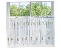 Tenda mantovana per finestre, in voile con ricami in stile cottage, con tasca per asta, perfetta per la decorazione della casa colonica e per filtrare la luce naturale