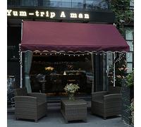 Tenda manuale retrattile con luce LED, parasole regolabile per patio esterno, baldacchino resistente ai raggi UV e all'acqua