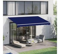 Tenda manuale retrattile con protezione UV, impermeabile, per esterni, blu, 3 x 1,5 m, ideale per terrazze e balconi, braccio estensibile per un facile utilizzo