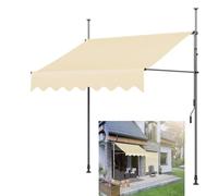 Tenda manuale retrattile per patio, 250 x 120 cm, senza trapano, per balcone, giardino, cortile, uso esterno, con manovella, colore beige, perfetta per terrazza e terrazza.
