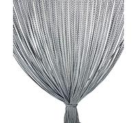 TENDA Mariel © SOFFICE a PERLINE in Stoffa Morbida Anti insetti antirumore a Fili GRIGIO - Cm. 100x220