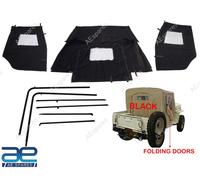Tenda Mezza Cabina Soft Top Nero Con Telaio Per Willys Jeeps CJ2A CJ3A