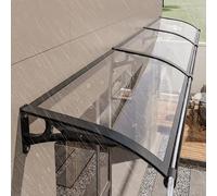 Tenda moderna per porte e finestre, tettoia in policarbonato con grondaie in alluminio, protezione UV e neve, perfetta per ingressi (L80 x W1)