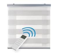 Tenda motorizzata Giorno e Notte Plus, Tenda a rullo a doppio velo con motore e comando. Tende motorizzate automatiche con batteria. Finiture in alluminio premium STORESDECO | Grigio Pietra,100 x250cm