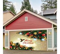 Tenda natalizia per porta del garage, decorazione da parete, 2,1 x 4,6 m, grande cartello "Frohe Weihnachten" per le feste di Natale (bianco, 34 x 26 x 3 cm)