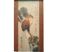 Tenda Noren Utagawa Hiroshige Giappone Gufo Cornuto Luna 150x85