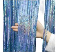 Tenda olografica con lanterne da 2,3 mm, per compleanno, con frange metalliche, arcobaleno glitterato, sfondo glitterato, decorazione per baby shower, principessa, 1 x 2,5 m (2,3 seta azzurro)