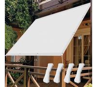Tenda ombreggiante impermeabile UV al 98%, 100 x 100 cm, con occhielli, resistente agli strappi, per esterni, patio, terrazza, giardino, colore: bianco