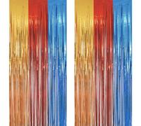Tenda orpellata blu oro rosso - Greatrill Paw stelle filanti metallizzate per feste, sfondo fotografico, decorazione per supereroi Spiderman Avengers compleanno Oktoberfest bavarese festa