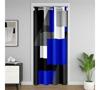 Tenda oscurante blu e nera 30% -50% per camera oscurante, motivo geometrico, tenda per porta, per ragazzi e ragazze, divisorio quadrato geometrico, 132 x 203 cm, arte astratta, trattamenti per