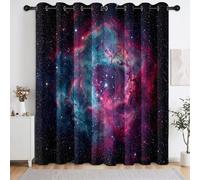 Tenda oscurante celeste cielo stellato nebulosa stelle viola scuro | Tende termiche con occhielli, stampa fantasy, universo, per soggiorno, camera da letto, finestra, decorazione, 117 x 229 cm