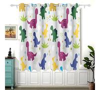 Tenda oscurante con dinosauri e piante, per cameretta dei bambini, con occhielli, per la cameretta dei bambini, per finestre corte, per decorare la casa, 152 x 55 cm, 2 pannelli