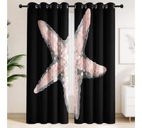 Tenda oscurante in stile mare minimalista, tende termiche con occhielli, per camera da letto, stella marina nera corallo, per soggiorno, decorazione della finestra, per bambini, ragazza, ragazzo, 117