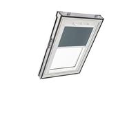 Tenda Oscurante Originale Roto ZRV - Guide di Scorrimento Laterali Bianco - Funzionamento Manuale - per Finestre da Tetto delle Serie Q - Dimensioni 094/078 | 09/07 - Colore del Tessuto Grigio Scuro