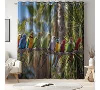 Tenda oscurante per interni Multicolore, Pappagallo Ramo Cielo con Animale, con occhielli, set di 2 per salotto e camera da letto, protezione dal calore, dal freddo e massima privacy, 140 x 260 cm